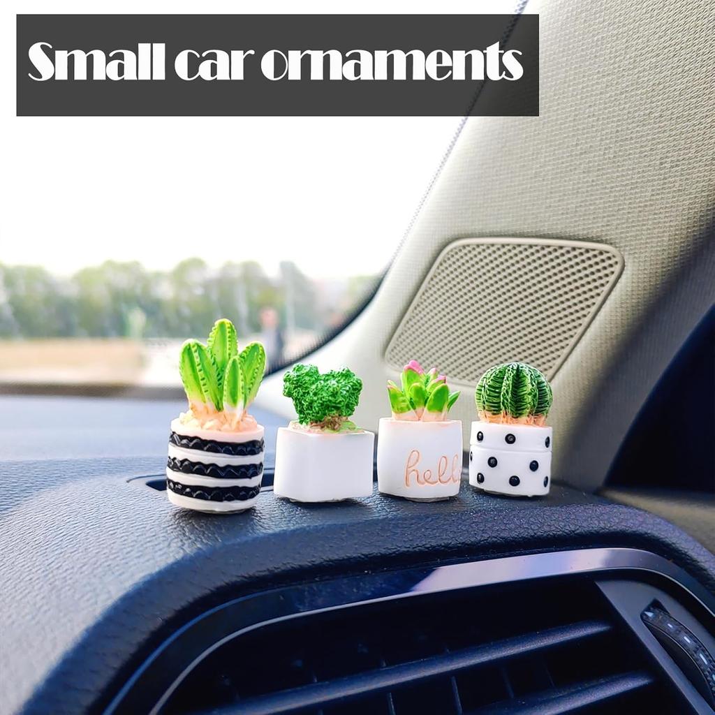 Cute Succulent Plant Car Ornaments for Dashboard, Flower Pots Rear View Mirror Accessories Center Screen Decoration, Dashboard Decor Car Accessories