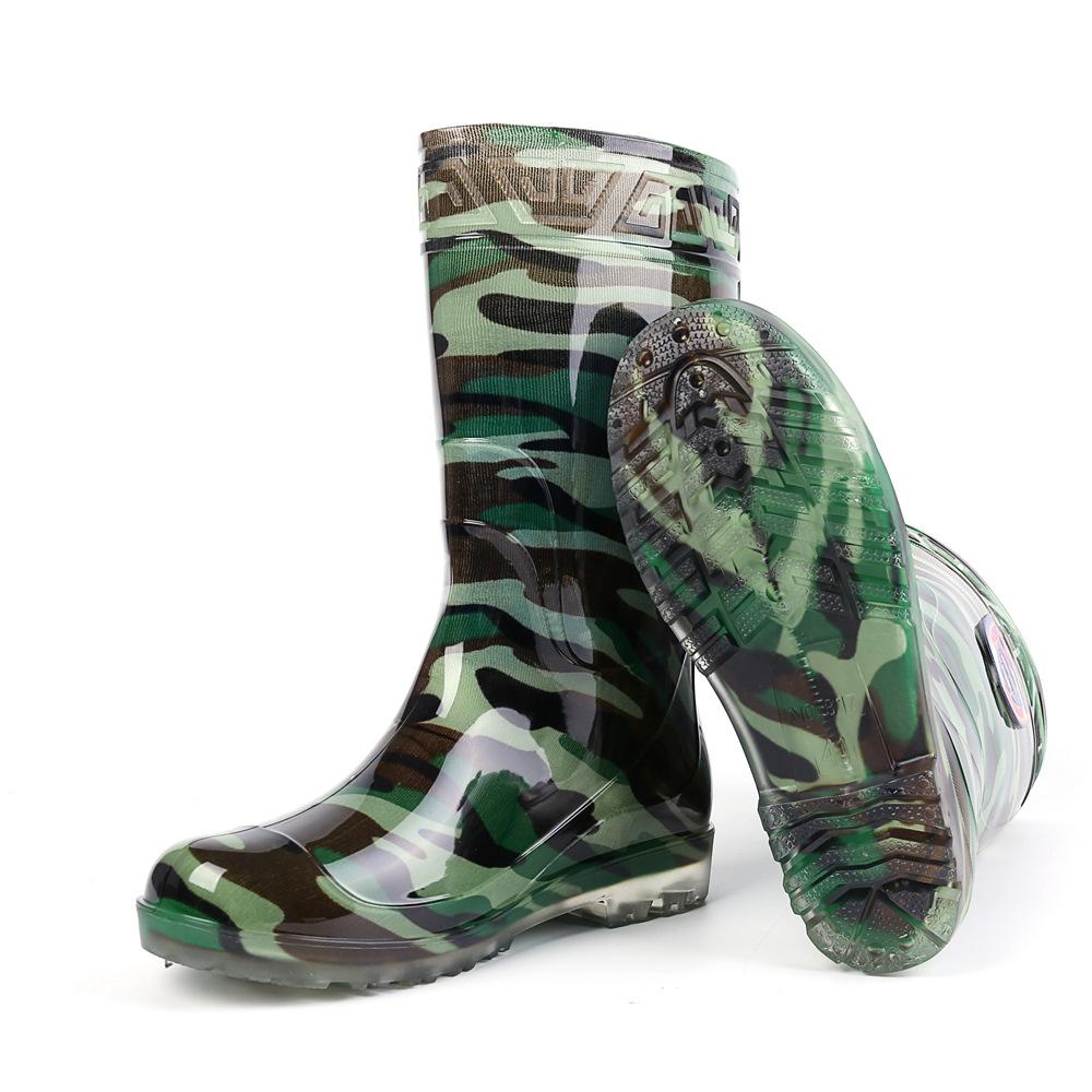 

Men s mid-tube rain boots camouflage outdoor mid-top rain shoes three waterproof shoes rubber shoes 45 камуфляжний