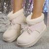 Fashion Sweet Bowknot Decoration Cotton Snow Boots Women 2025 Winter Warm Short Plush Ankle Boots Fashion Faux Fur Slip On Booties