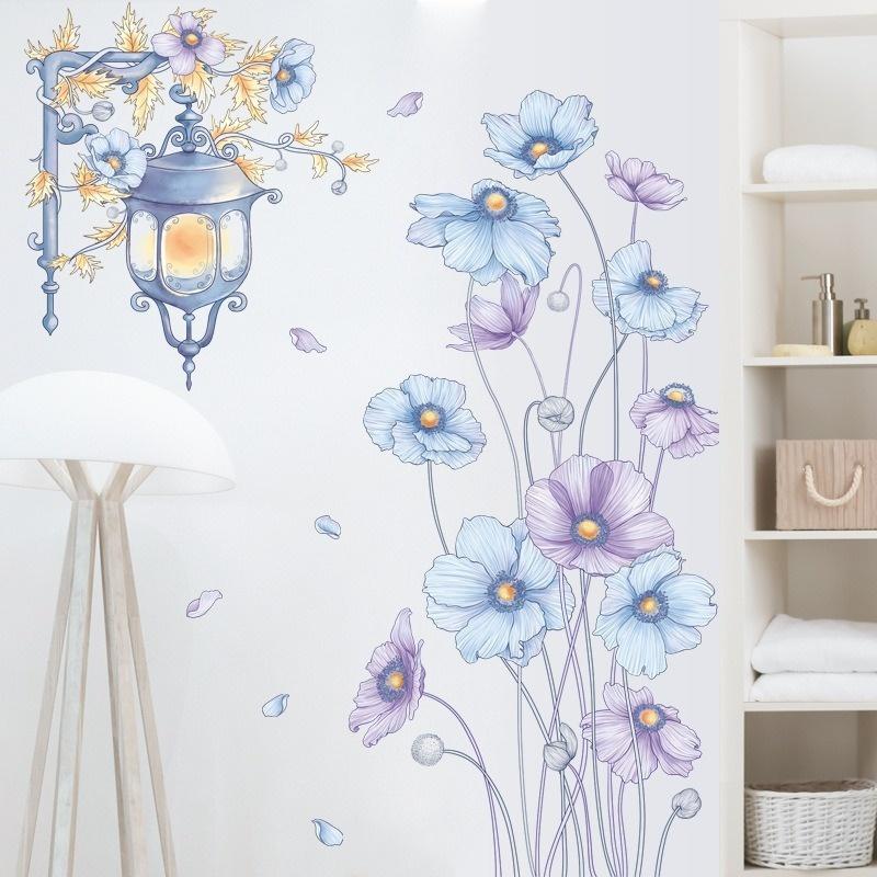 Creative Flowers Street Lamp Wall Stickers for Room Decor Bedroom Living Room Kids Room Wall Decoration Flowers Decals for Home