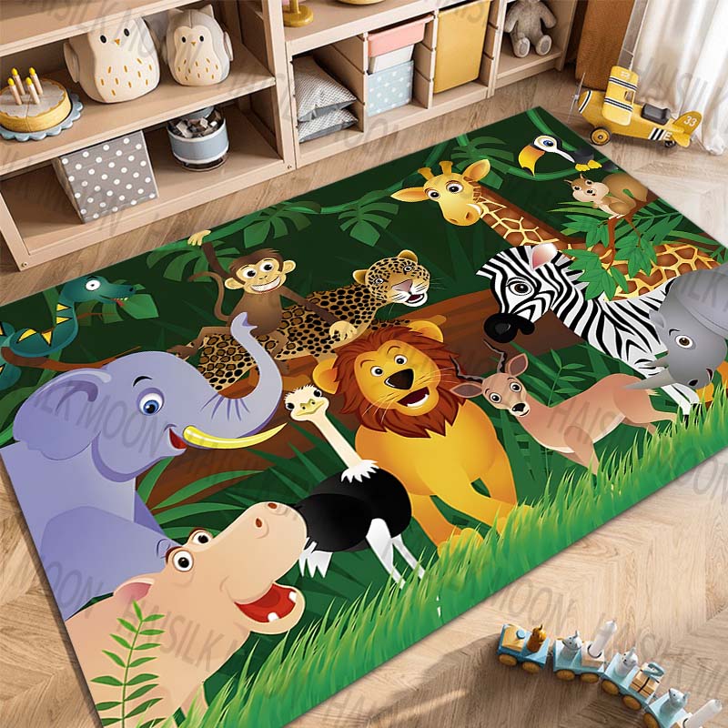 Multiple sizes Cartoon Zoo Theme Pattern Carpets for Bedroom Living Room Mat Creative Door Mat Dressing Room Rugs Luxury Gifts