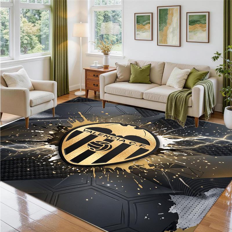 Valencia FC Design Crystal Velvet Rug Soft Decorative Mat for Bedroom Entrance