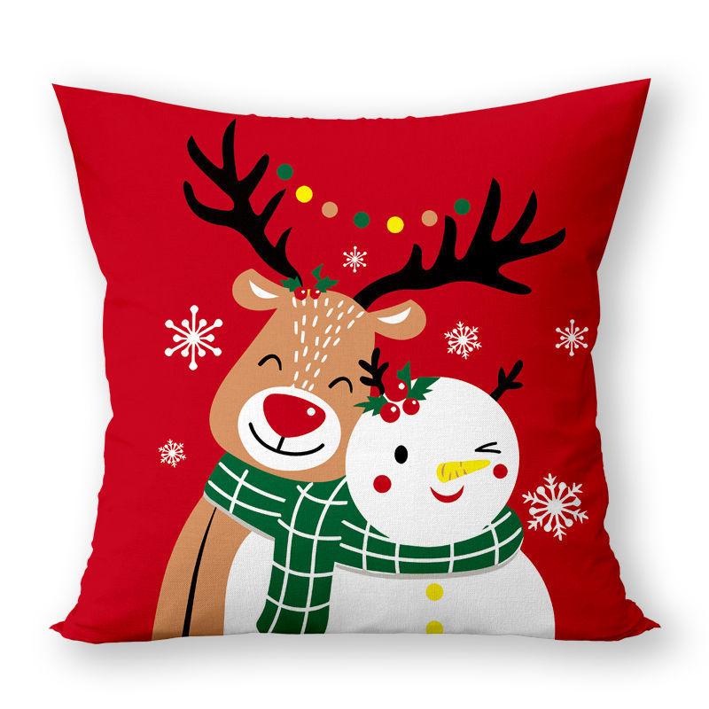 Christmas Pillow Super Soft Printed Christmas Santa Claus Cushion Festive Square Waist Pillow Case