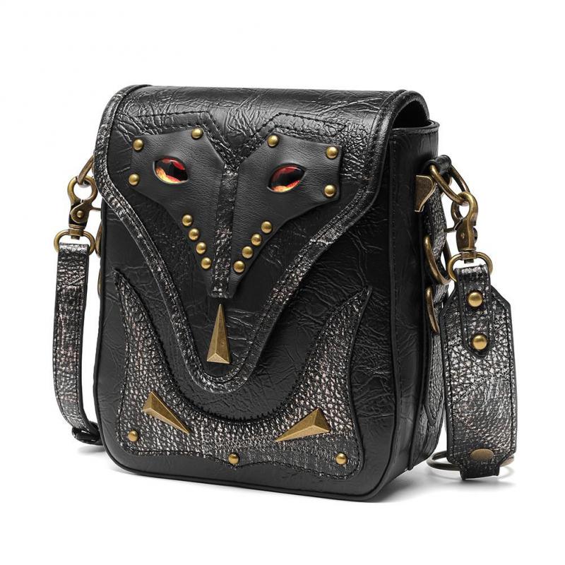 Johnature Retro Rivet Moto & Biker Women Shoulder Bags Fashion Versatile Black Female Small Crossbody Bags