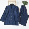 Export Daily Order Men Gingham Woven Cotton Long Sleeves Pants Pajamas Suit Spring and Autumn Casual Comfortable Homewear