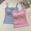 Summer Print Crop Tops for Women Bow Lace Camisole Sexy Backless Vest with Padded Basic Tank Top Bm Style Streetwear