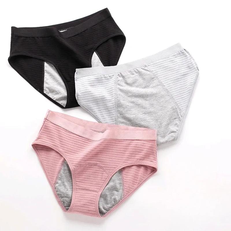 Women's Leakproof Menstrual Underwear Soft Cotton Breathable Period Briefs Multicolor Hygienic Pants