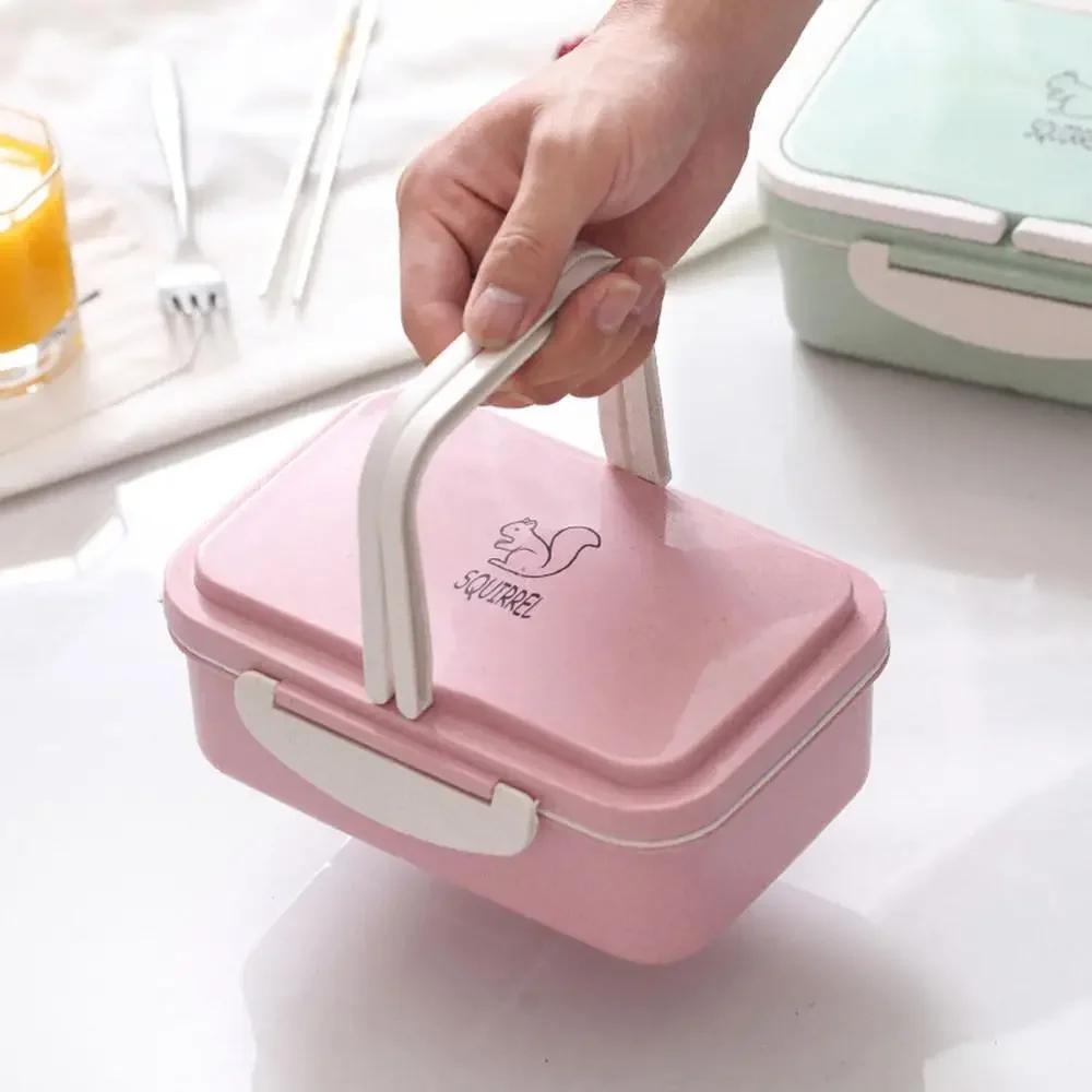 New Picnic, Camping, Student Lunch and Dinner Food Storage Container - Portable Wheat Straw Bento Lunch Boxes for Microwave