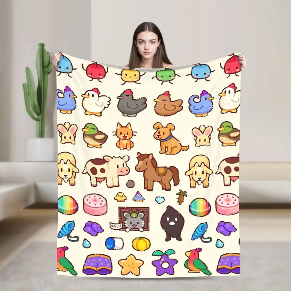 Creature In Stardew Valley Fashion Blankets Cute Jimino Animals Wool Awesome Soft Throw Fashion Blanket Chair Covering Sofa Spring/Autumn Tr