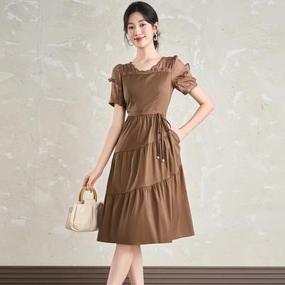 Elegant French Tea Break Style A-Line Midi Dress