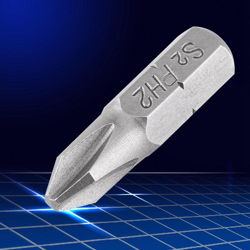 10 Pcs 25mm Length 1 4 Inch Hex Shank S2 Magnetic PH2 Cross Head Screwdriver Bits