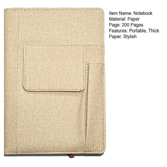 Caderno Diário Forrado para Homens Mulheres Capa de Tecido Tamanho A5 Caderno 200 Páginas Papel Grosso Diário com Bolsos para Trabalho Anotações Escrita