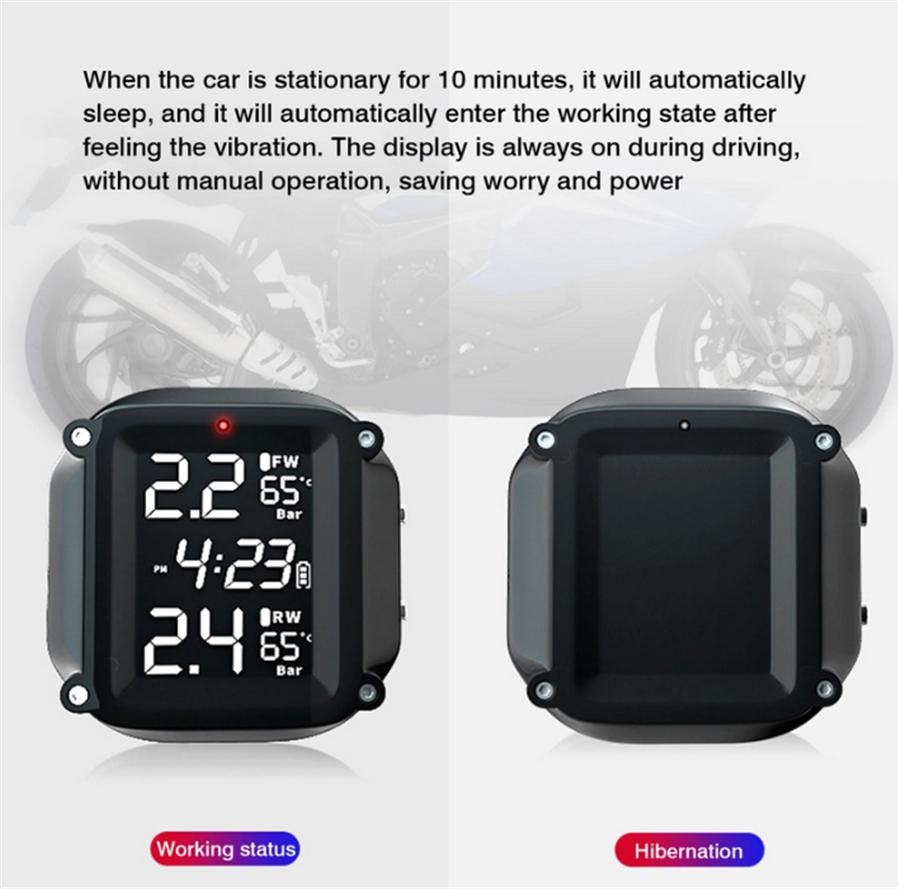 

Motorcycle TPMS Tire Tyre Pressure Monitoring System w/2 Sensors Digital Electri