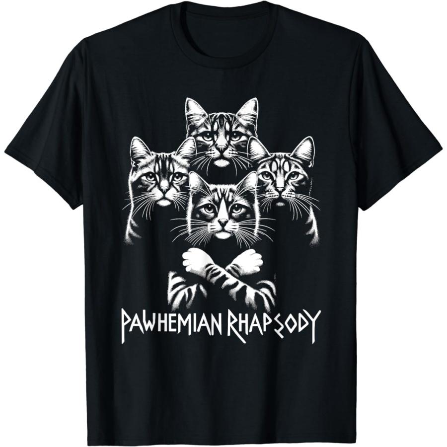 ZHANGZHUNN Retro Cat Rock Music Concert Band Men Kids Women Funny Cat T-Shirt XXXXXL разноцветный
