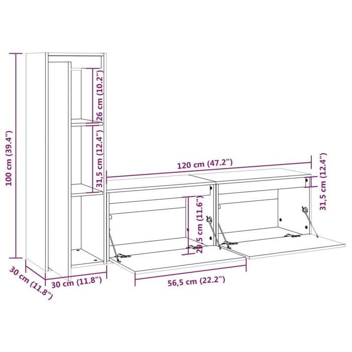 VidaXL Meubles TV 3 pcs Bois massif de pin