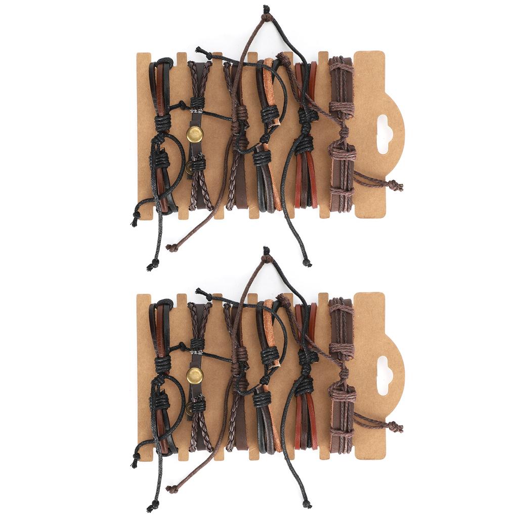 2 Set Handgelenk Lederarmband Retro DIY Handgewebt Vintage Handwerk Handgelenk Schmuck Dekorationen