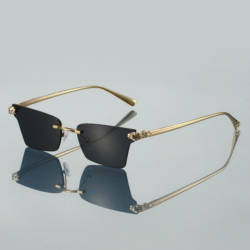 Randlose Cat-Eye-Sonnenbrille Damen Stilvoll Vintage Farbverlauf Mehrfarbiges Glas Ins Trendige Luxusmarke Designer Sonnenbrille