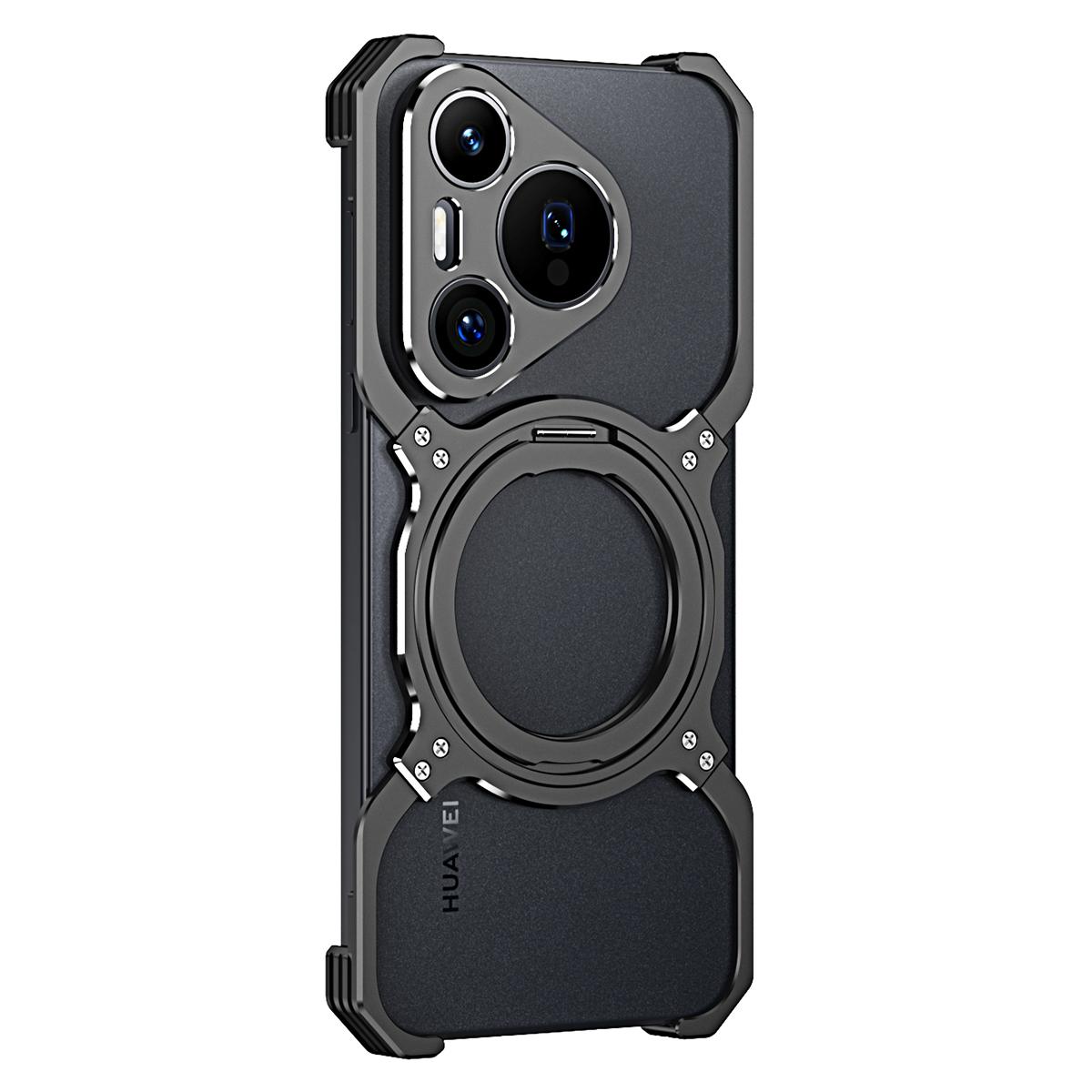 

For Huawei Pura 70 Pro/70 Pro+ Metal Bumper Case Kickstand Magnetic Phone Cover Black/Silver