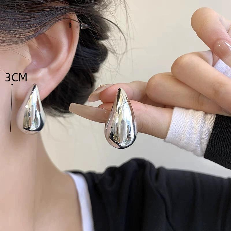 Hyperbole Long Water Droplet Flower Wing Round Wave Square Shell Golden Pendant Earrings for Women CCB Smooth Creative Jewelry