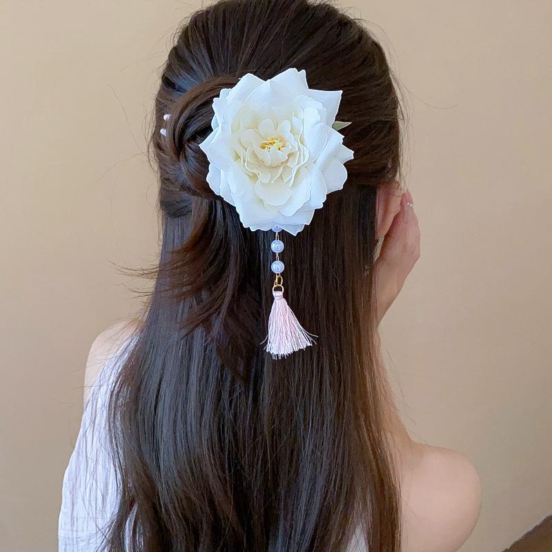 New Chinese Style Butterfly Flower Bead Tassel Hairpin, Chinese Style High-End Hairpin, Hanfu Versatile Hairpin, Hair Accessory for Women