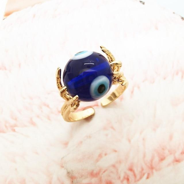 Вращающиеся Кольца Злого Глаза Скелета Руки Регулируемые Кольца от Тревожности Классические Винтажные Панк Женские Необычные Антистрессовые Для Мужчин Кольца-Спиннеры Тренд Винтажные Кольца золотистый