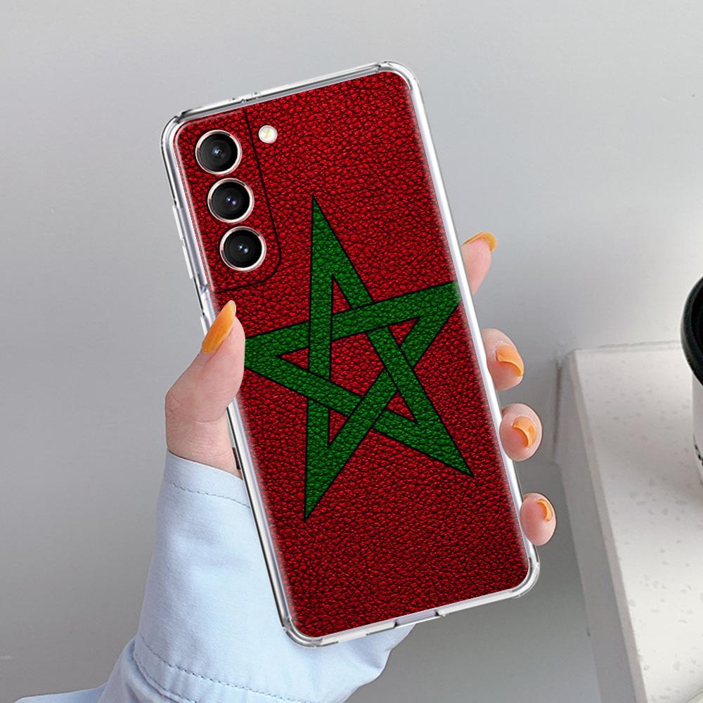 Phone Case For Samsung Galaxy S26 S25 S24 S23 S22 Ultra S20 S21 FE 5G Plus Soft Clear Cover Morocco Flag Soccer