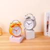 Metal spray painted simple digital flat head pin bell alarm clock children student bedside night light creative fashion double bell clock