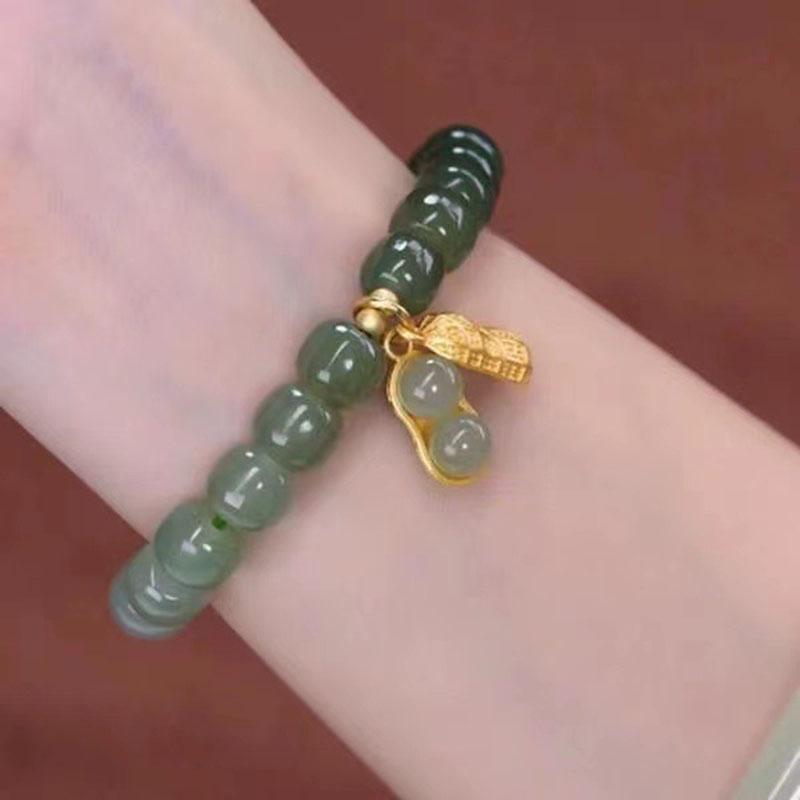 Natural Hetian Jade Buckle Bracelet Amulet Transfer Beads Bracelet for Women Girls Girlfriends Jewelry Blessing Gifts