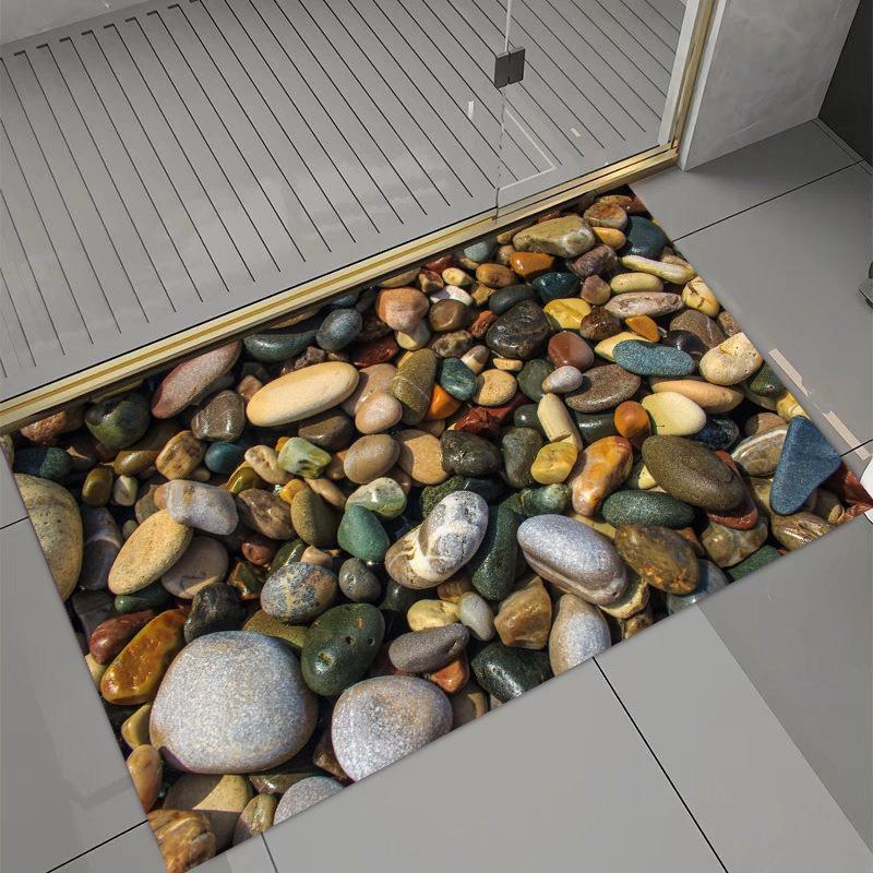 Tappetino Decorativo per Pavimento del Bagno a Forma di Sasso 3D Assorbente Tappetino per Pavimento del Bagno in Fango Diatomaceo Tappetino Assorbente per Pavimento WC