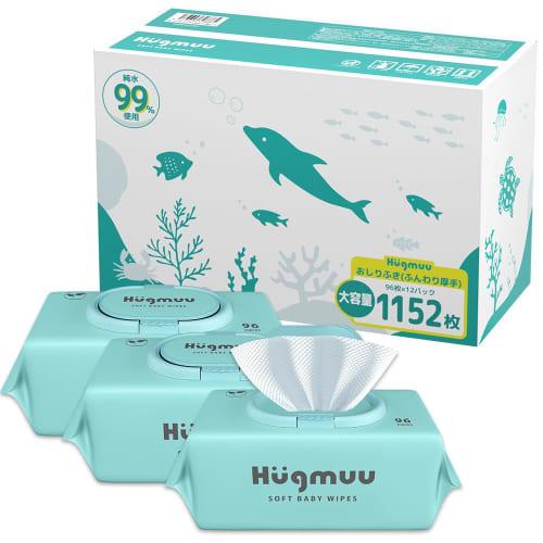 

Детские салфетки Hugmuu, Мягкие, Плотные, Высокой влажности, Большая упаковка с крышкой, 1152 салфетки (96 салфеток x 12 упаковок), Влажные салфетки для младенцев, Сделано с 99% чистой вод