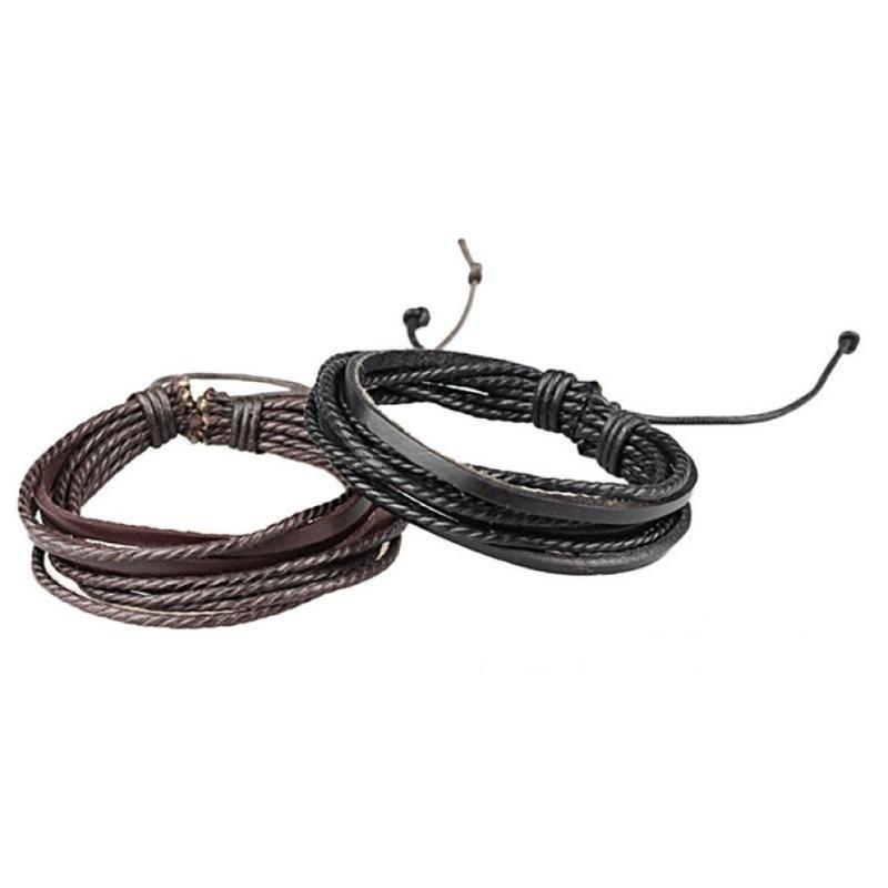 Male Leather Bracelets Bangles for Men Black Brown Braided Rope Fashion Wrist Band Bracelet Men Jewe