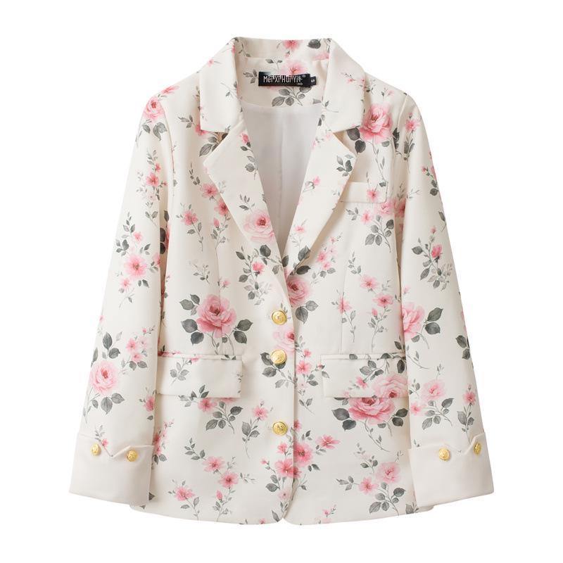 2026 Spring High-End Women's Blue Chic Suit Jacket - Korean Style