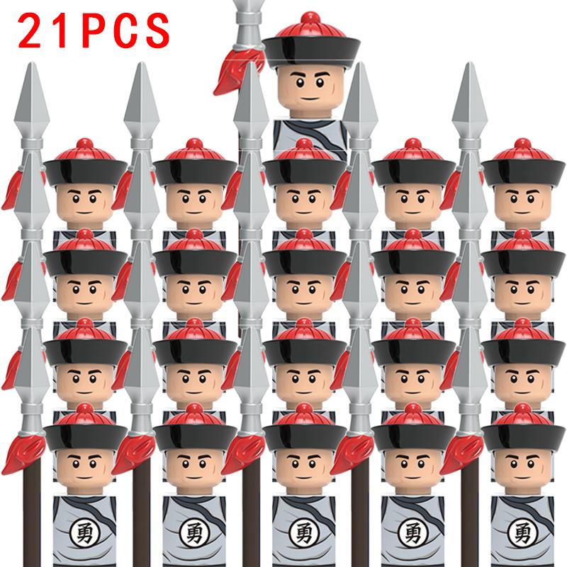 21 buc Dinastia Han Soldat Armata Soldați Grei Infanterie Ușoară Cavaleri Medievali Grup Figuri Blocuri de Construcție Cărămizi Castel Jucărie