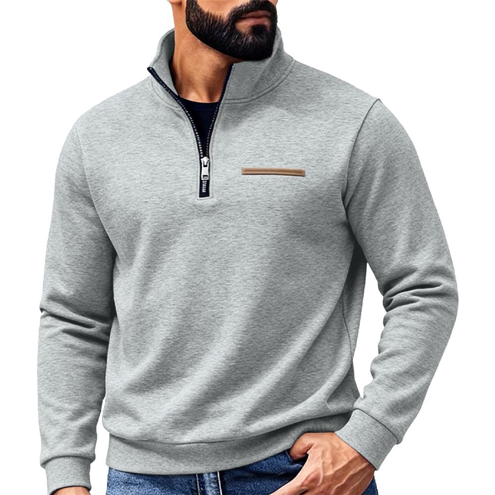 Men's Winter Heavyweight Half-Zip Fleece-Lined Hoodie: American Style, Loose Fit, Stand Collar, Outdoor Casual Warmth