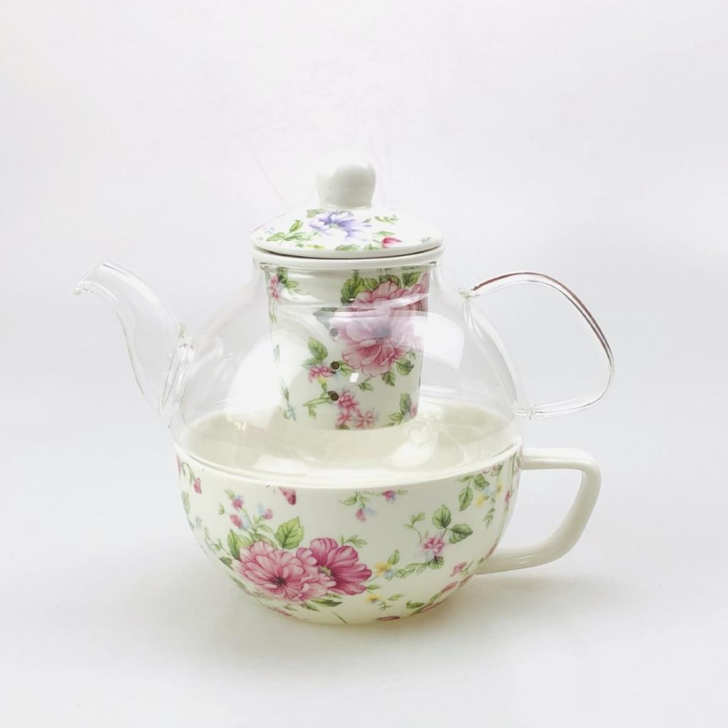 High Appearance China-Chic Light Luxury Garden Style Teapot Set Glass Ceramic Mother and Child Teapot Set