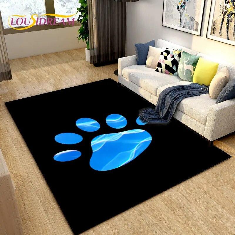 3D Pets Footprint Sole Series Area Rug Large,Carpet Rug for Living Room Bedroom Sofa Doormat Decoration,kids Non-slip Floor Mat