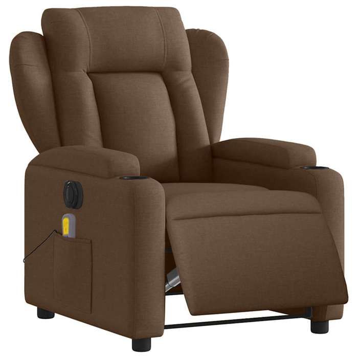 VidaXL Electric Massage Recliner Armchair Brown Fabric 3204474