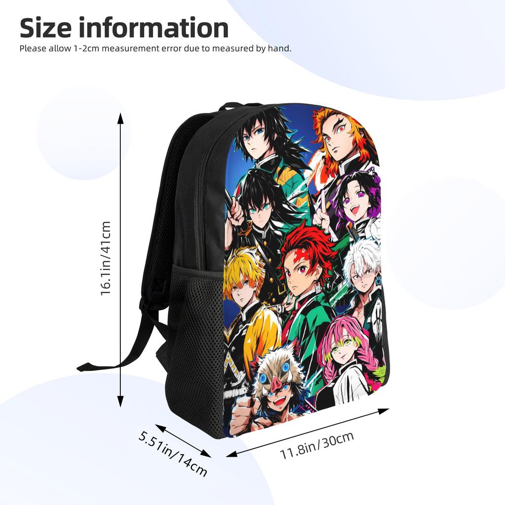 Demon Slayers Backpack for Men Women College School Student Bookbag Fits 15 Inch Laptop Tanjiro Nezudo Tomioka Giyu Agatsuma