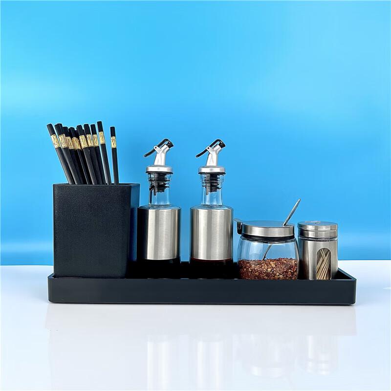 Commercial Glass Seasoning & Chopstick Holder Set