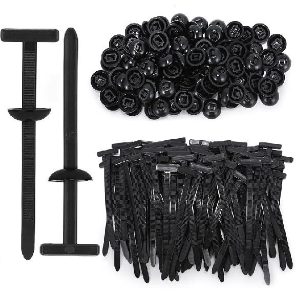 200Pcs Nylon Universal Cable Tie Buckle, Ziplock Pro Car Button Grip Ziptie Lock Clips, Strap Style Self-Locking Zip Tie For Automotive Bumper Fender