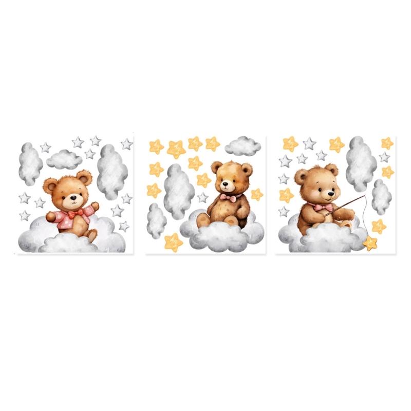 Cute Bear Cloud Wall Decals Decorative Small Wallpaper Ornament for Room Decor 1