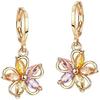 Michooyel 18K Gold Plated Cute Flower Hoop Earrings, Multicolor Cubic Zirconia, Women's, Christmas, Birthday, Entrance Ceremony, Graduation Ceremony,
