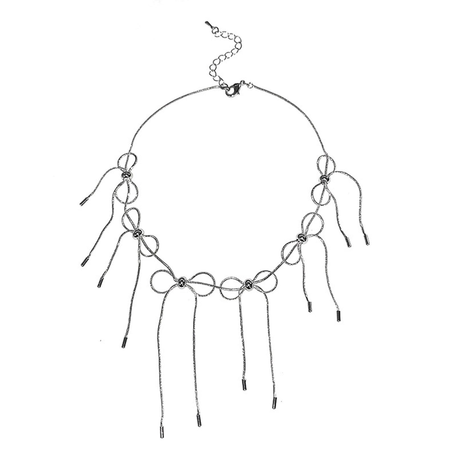 

Stylish Metal Bowknot Choker Necklace Fashion Collarbone Chain Must Have Neckwear Jewelry Accessory Gift for Daily Wear 1
