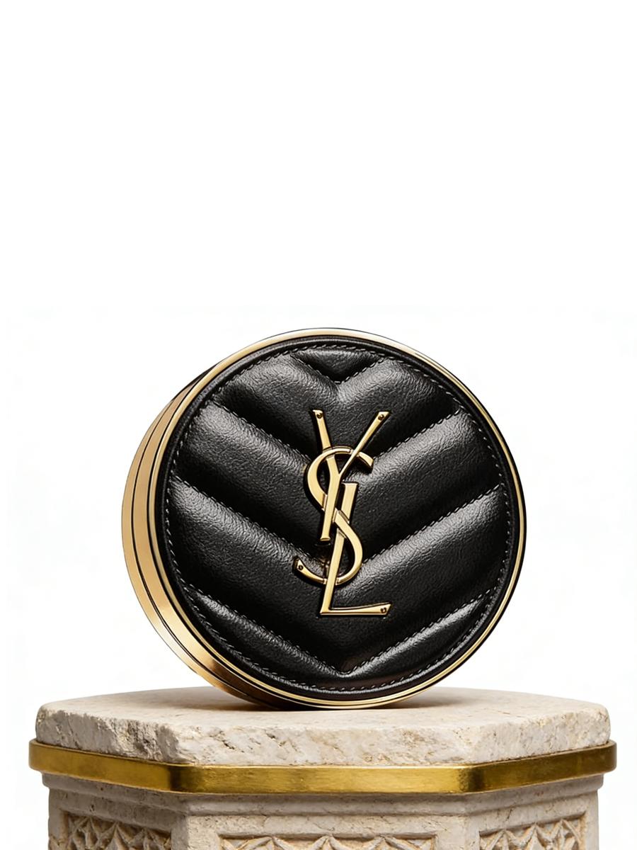 YSL Черный Кушон B20 5 г Мини-размер | Сияющий Матовый Тональный Крем с Контролем Жирности | Идеально для Ежедневной Поездки и Коррекции Макияжа на Ходу чёрный