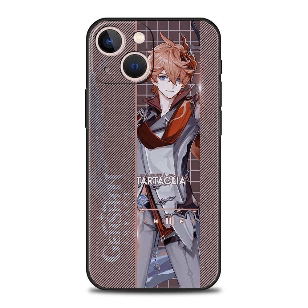 Genshin Impact Game Role For iPhone 11 12 13 15 14 Pro Max Phone Case X XR XS 7 8 Plus SE 2020 Luxury Black Soft Cover Funda
