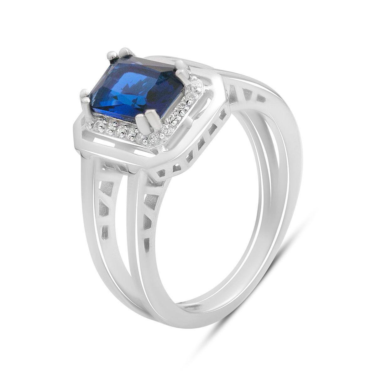 

Серебряное кольцо с сапфиром nano 1.342ct, фианитами, вес изделия 4,64 гр (2195047) 17 синій