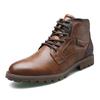 Vintage Men Shoe New Autumn Winter Boots High Quality Men's Leather Boots Lace-up Side Zipper Men's Ankle Boots Large Size 39 48