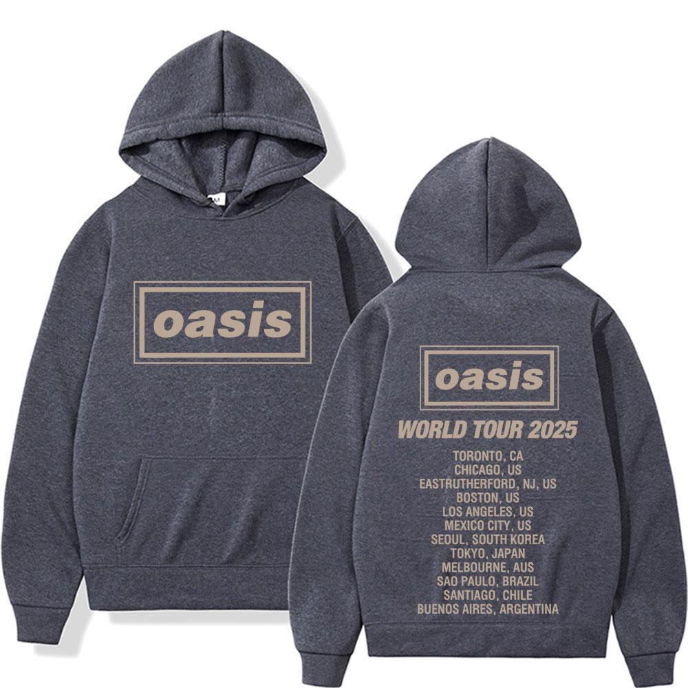 Rock Band O-Oasis World Tour 2025 Double Sided Graphics Hoodies Men's 90s Vintage Hip Hop Pop Music Hoodie Oversized Sweatshirts