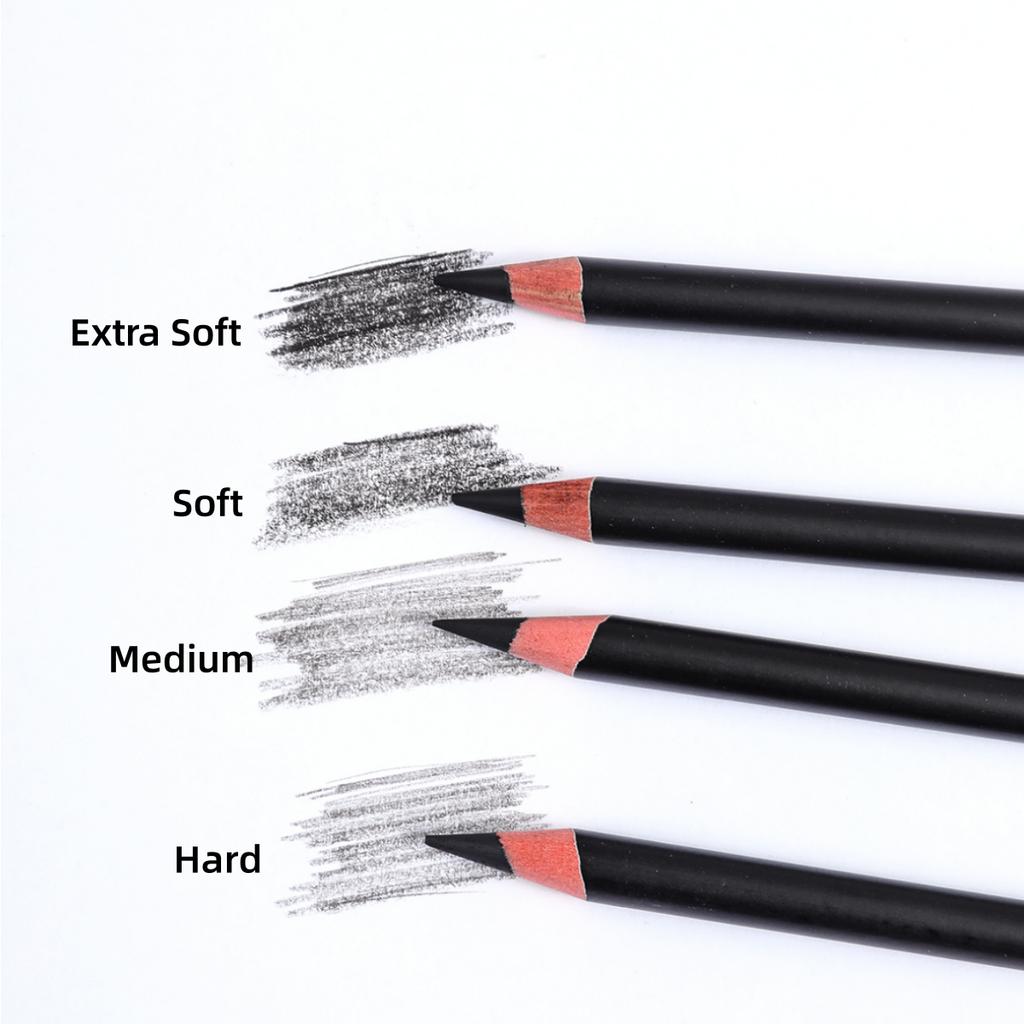 6PCS Professional Charcoal Pencils Set Drawing Soft Medium Hard and 2B Charcoal Pencils for Drawing, Sketching, Shading