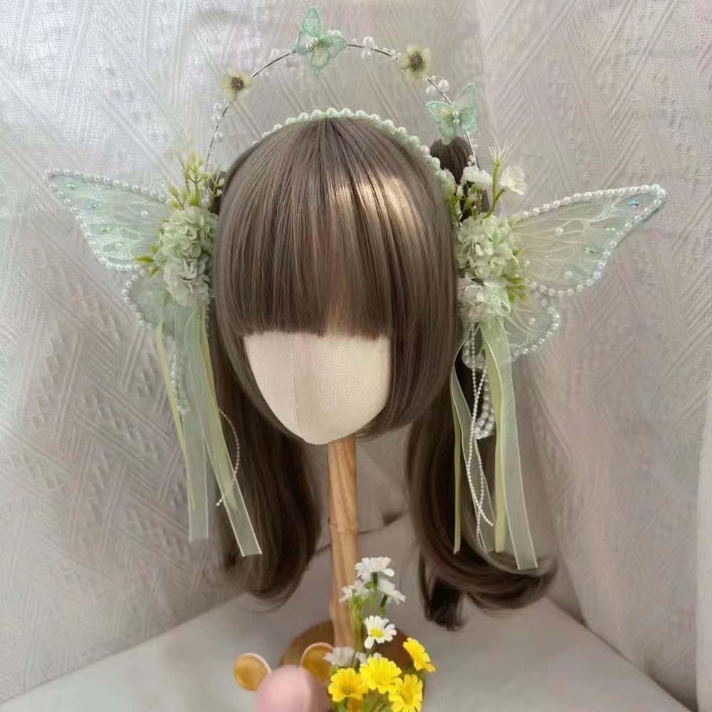 Sweet Big Butterfly Wing Hairpins Mesh Flower Headband Fashion Children's Headdress  Party
